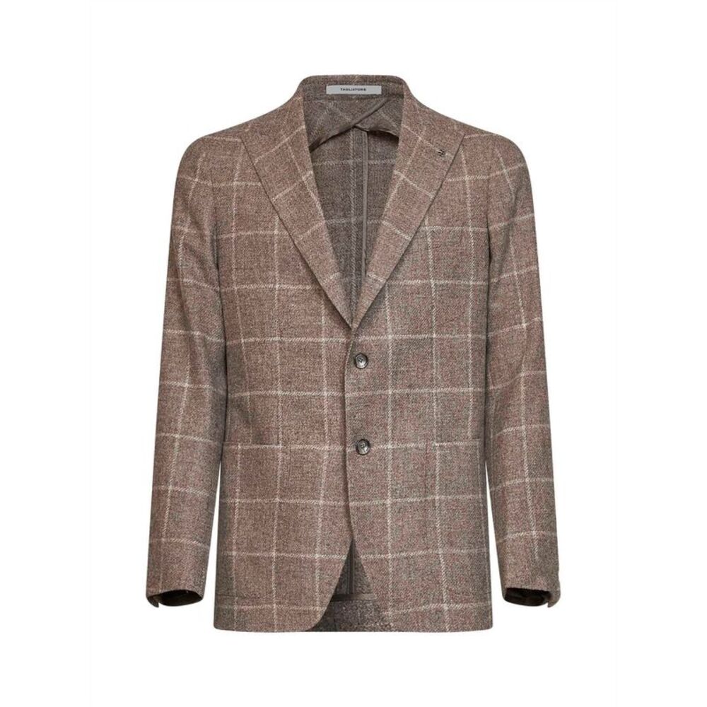 Tagliatore Men Tobacco Check Wool Montecarlo Single-Breasted Blazer